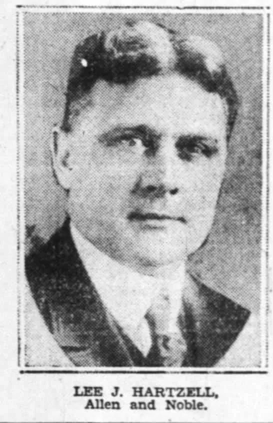 Newspaper portrait of attorney Lee J. Hartzell, who developed and sold cottage lots on Big Long Lake.