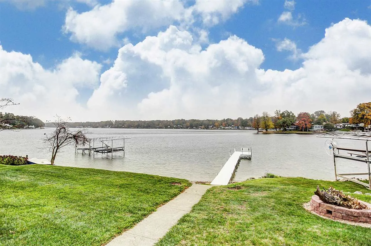 Lakefront yard at the Big Long Lake farmhouse
